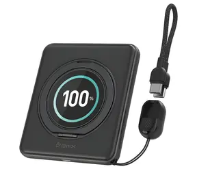 BMX SolidSafe™ Duo 5K Qi2 bezdrátová magnetická powerbanka černá / 5000 mAh / 20W / 360° stojánek / LCD displej