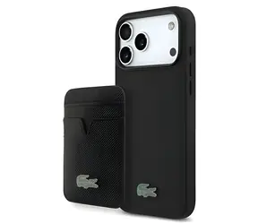 Lacoste Iconic Petit Pique černá / Zadní kryt s peněženkou / MagSafe / pro iPhone 18 Pro Max
