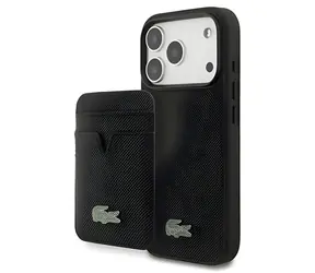 Lacoste Iconic Petit Pique černá / Zadní kryt s peněženkou / MagSafe / pro iPhone 18 Pro