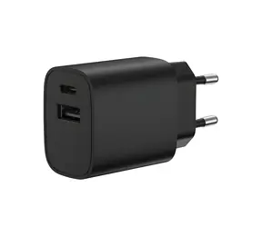 Solight USB-A+C fast charger 20W černá / Síťová nabíječka / USB-C + USB-A / 20W / PD 3.0, QC 3.0, PPS