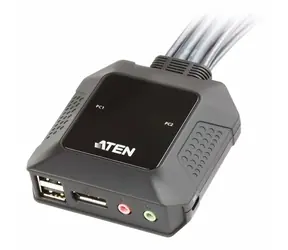 ATEN / Kabelový KVM přepínač / 2 PC / DisplayPort 1.1 / 4K UHD / 1,2 m