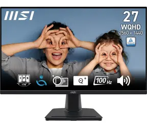 27" MSI PRO MP275Q černá / 2560 x 1440 / IPS / 16:9 / 1ms / 1300:1 / 300cd-m2 / DP+HDMI / VESA