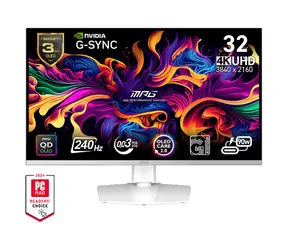 31.5" MSI MPG 321URXWDE QD-OLED bílá / UHD / QD-OLED / 16:9 / 0.03ms / 1500000:1 / 250cd-m2 / HDMI+DP+USB-A+USB-C / VESA