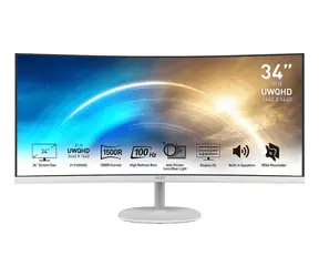 34" MSI PRO MP341CQWDE bílá / 3440x1440 / VA / 21:9 / 4ms / 3000:1 / 300cd-m2 /HDMI+DP / VESA