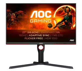 Rozbaleno - 27" AOC AGON Q27G3XMN/BK černá / LED / 2560 x 1440 / 16:9 / 1ms / 1000cd-m2 / HDMI + DP / VESA / rozbaleno