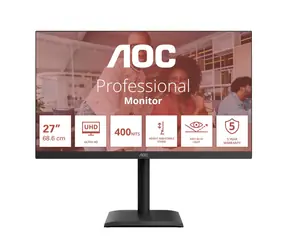 27" AOC U27E4CV černá / IPS / 3840x2160 / 16:9 / 4ms / 1200:1 / 400cd-m2 / HDMI + DP + USB-C / VESA