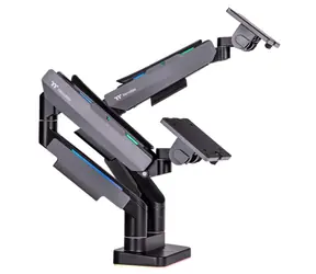 THERMALTAKE Dual RGB Gaming Monitor Arm šedá / stolní ramena pro monitory / 17-35" / nosnost 20kg / VESA 75 + 100