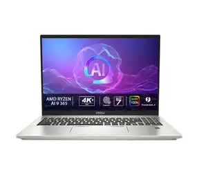 MSI Prestige 16 AI+ A3HMG stříbrná / 16" UHD+ / Ryzen AI 9 365 2.0GHz / 32GB / 1TB SSD / AMD / W11P