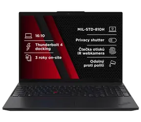 Lenovo ThinkPad L16 G2 černá / 16" WUXGA / AMD Ryzen 7 PRO 250 3.3GHz / 32GB / 1TB SSD / Radeon 780M / W11P