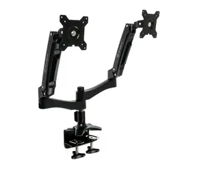 SilverStone ARM22BC kovový držák pro dva monitory do 24" černá / Vesa 75x75 & 100x100 / pivot / 10 kg nosnost