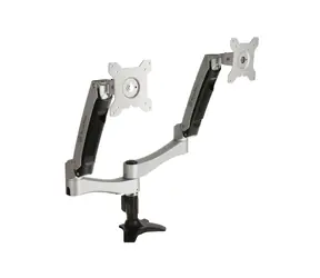 SilverStone ARM22SC kovový držák pro dva monitory do 24" stříbrná / Vesa 75x75 & 100x100 / pivot / 10 kg nosnost