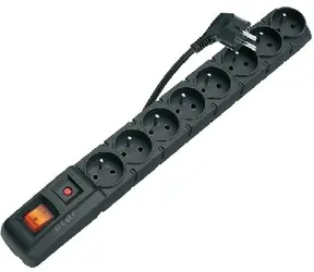Acar S8 5m kabel / 8 zásuvek / přepěťová ochrana / černá