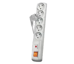 PORTE Přepěťová ochrana 230V 5 zásuvek 1,5m šedá s vyp.