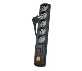PORTE Přepěťová ochrana 230V 5 zásuvek 3m černá s vyp.
