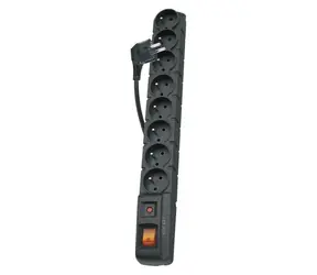 PORTE Přepěťová ochrana 230V 8 zásuvek 1,5m černá s vyp.