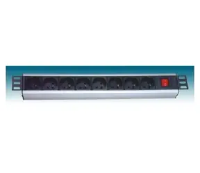 PremiumCord Panel napájecí 1U do 19" racku / 8x230V / přepěťová ochrana / 2m kabel / vypínač