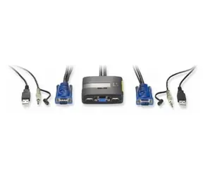 LevelOne 2 Port USB Kabel KVM-Switch - včetně kabelů