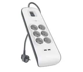 Belkin BSV604 přepěťová ochrana / 6-zásuvek / 2xUSB 2.4A / 2m / bílá