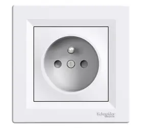 Schneider Electric Asfora - zásuvka 2P+PE - clonky - 16A - bílá