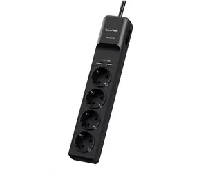 CyberPower P0420SUD0-DE černá / Přepěťová ochrana / 4 zásuvky / vypínač / 2x USB / 1.8 m