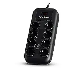 CyberPower P0820SUF0-DE černá / Přepěťová ochrana / 8 zásuvek / vypínač / 2x USB / 1.8 m