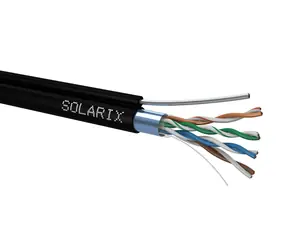 Solarix instalační kabel CAT5E FTP 305m samonosný černá / venkovní instalace / PE plášť / stíněný / cívka