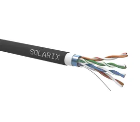 Solarix instalační kabel CAT5E FTP 305m dvojitý plášť černá / venkovní instalace / PVC+PE plášť / stíněný / cívka