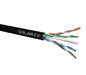 Solarix instalační kabel CAT6 500m černá / venkovní instalace / PE plášť / nestíněný / cívka 