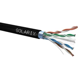 Solarix instalační kabel CAT6 FTP 500m černá / venkovní instalace / PE plášť / stíněný / cívka