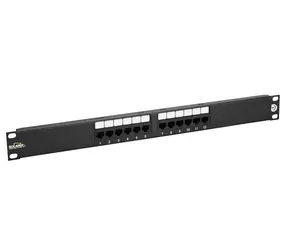 Solarix patch panel 12x RJ45 CAT5E UTP / 1U / černá