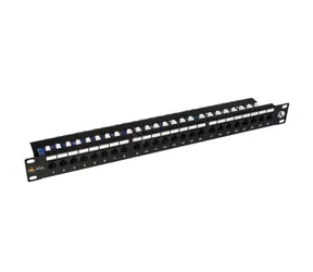 Solarix SX24L-5E-UTP-BK patch panel 24x RJ45 CAT5E UTP s vyvazovací lištou / 1U / černá