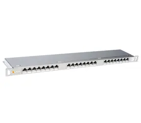 Solarix patch panel 24x RJ45 CAT6 STP s vyvazovací lištou / 0.5U / šedá