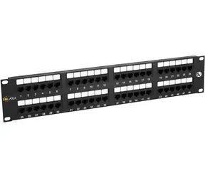 Solarix patch panel 48x RJ45 CAT5E UTP / 2U / černá