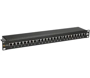 Solarix patch panel 24x RJ45 CAT5E STP / 1U / černá