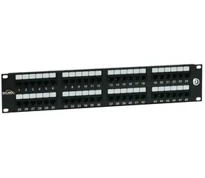 Solarix patch panel 48x RJ45 CAT6 UTP / 2U / černá