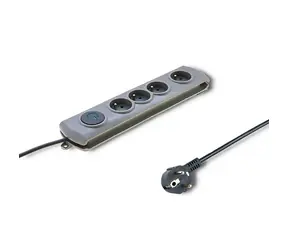 Qoltec 50163 Přepětová ochrana Quick Switch (4 zásuvky) | vypínač | 1.5m | šedá