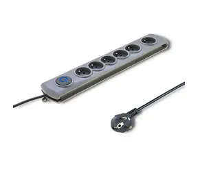 Qoltec 50166 Přepětová ochrana Quick Switch (6 zásuvek) | vypínač | 3m | šedá