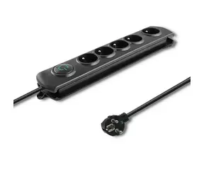 Qoltec Přepěťová ochrana Quick Switch (5 zásuvek) černá / vypínač / 1.8m 