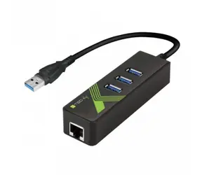 Techly IDATA-USB-ETGIGA-3U2 Adaptér Gigabit Ethernet - USB M / včetně USB hubu