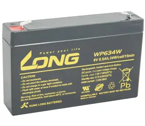 Long 6V 8.5Ah olověný akumulátor F2 pro UPS (WP634W) / 6V / 8.5Ah / HighRate / Konektory: F2 / Elektrolyt: AGM