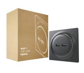 Fibaro Walli USB zásuvka černá / 2x USB-A / 2.4 A / 5V