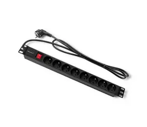 Qoltec 54471 Power strip pro RACK 19" s 8 zásuvky 2m černá / 1U / 16A / PDU
