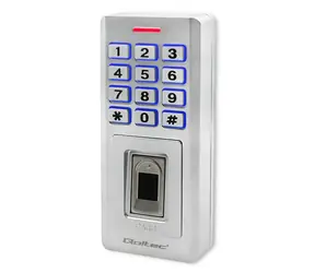 Qoltec 52447 Bezpečnostní kódový zámek se zvonkem bílá/ na čip a kartu / otisk prstu / IP68 / zvonek 
