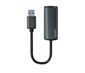 SAVIO AK-55 šedá / Ethernet Adaptér / 1x Gigabit RJ45 / 1x USB 3.1