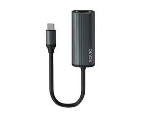 SAVIO AK-56 šedá / Ethernet Adaptér / 1x Gigabit RJ45 / 1x USB-C 3.1