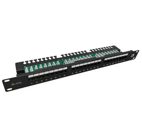 Solarix SX24L-5E-UTP-BK-N patch panel 24x RJ45 CAT5E UTP s vyvazovací lištou / 1U / černá