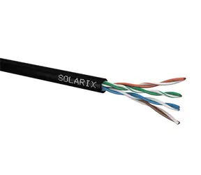 Solarix instalační kabel CAT5E 100m černá / venkovní instalace / PE plášť / nestíněný / box