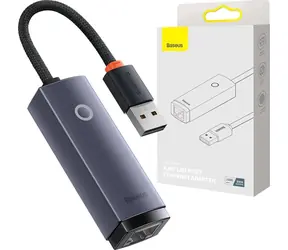 Baseus WKQX000113 Lite Series Síťový adaptér USB-A (M) - RJ45 (F) šedá / 1000Mbps