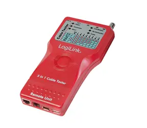 LogiLink WZ0014 červená / Tester kabelů / RJ-11 & RJ-45 & BNC & USB & FireWire
