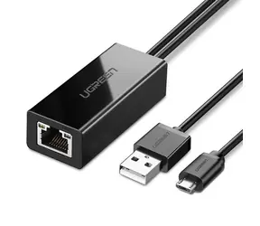 UGREEN Ethernetový adaptér pro TV Stick / 1m kabel / RJ45 / USB-A, micro USB / pro Chromecast a Micro TV Sticks